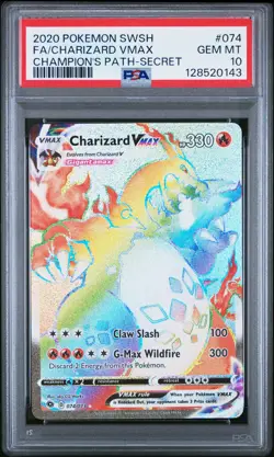 2020 POKEMON SWORD & SHIELD CHAMPION'S PATH #074 FULL ART/CHARIZARD VMAX PSA 10 - Image 1