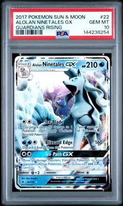 2017 POKEMON SUN & MOON GUARDIANS RISING #22 ALOLAN NINETALES GX PSA 10 - Image 1