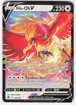 Ho-Oh V 140/195 Holo V Rare Silver Tempest Pokemon Holo Near Mint - Image 2