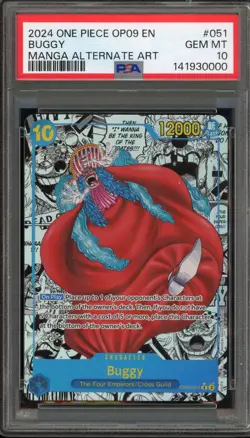 One Piece CCG Buggy Manga Alternate Art OP09-051 PSA 10 Gem Mint - Image 1