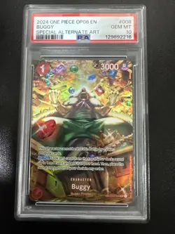 2024 ONE PIECE OP06-WINGS OF THE CAPTAIN SPECIAL ALTERNATE ART #008 BUGGY PSA 10 - Image 1