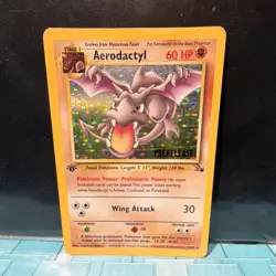 Pokemon Aerodactyl Prerelease Fossil 1st Ed. Holo 60 HP 1/62 Card 1999 English - Image 1