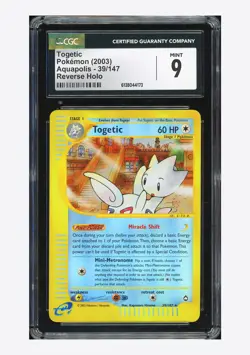 Pokemon CGC 9 Togetic Reverse Holo 2003 39/147 Aquapolis English - Image 1