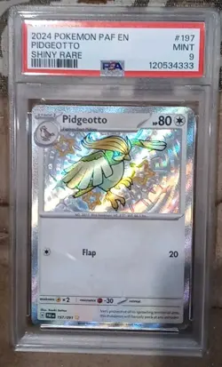 PSA 9 GEM MINT Shiny Pidgeotto 197/091 PAF Paldean Fates Graded Pokemon Card - Image 1