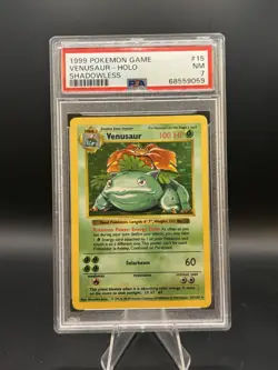 1999 POKEMON BASE SET SHADOWLESS #15 VENUSAUR-HOLO PSA 7 - Image 1