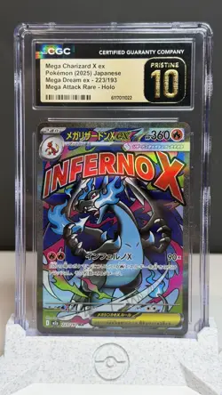 2025 POKEMON MEGA DREAM EX JAPANESE #223/193 MEGA CHARIZARD X EX CGC 10 PRISTINE - Image 1