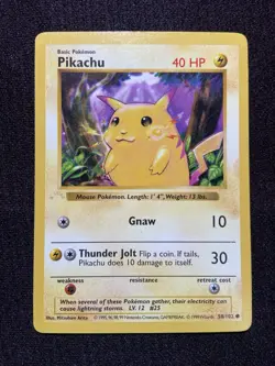 Pokemon TCG Base Set 58/102 Pikachu 1st Edition Ghost Stamp Error Shadowless - Image 1