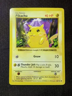 Pokemon TCG Base Set 58/102 Pikachu 1st Edition Ghost Stamp Error Shadowless - Image 3