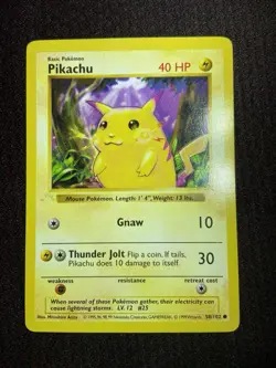 Pokemon TCG Base Set 58/102 Pikachu 1st Edition Ghost Stamp Error Shadowless - Image 4