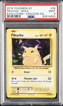 2016 POKEMON XY EVOLUTIONS CRACKED ICE #35 PIKACHU-HOLO PSA 9 - Image 1