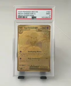 2025 POKEMON MEGA EVOLUTION #187/132 GARDEVOIR EX GOLD MEGA HYPER RARE PSA 9 - Image 1