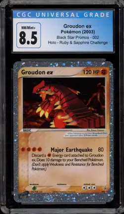 Pokemon Groudon ex Ruby & Sapphire Challenge Black Star Holo Promo #002 CGC 8.5 - Image 1