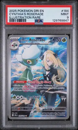Cynthia'S Roserade Illustration Rare Pokemon Dri En-Destined Rivals 184 NM PSA 9 - Image 1
