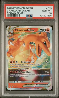2023 POKEMON SWORD & SHIELD CROWN ZENITH #019 CHARIZARD VSTAR PSA 10 - Image 1
