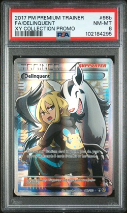 2017 POKEMON PREM TRAINER XY COLLECTION PROMO #98B FULL ART DELINQUENT PSA 8 - Image 1