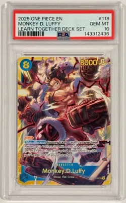2025 One Piece Monkey D. Luffy Learn OP11-118 Alternate Art PSA 10 English - Image 1