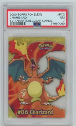 Pokemon TCG 2000 Topps TV Animation Clear Cards Charizard PSA 7 - Image 1