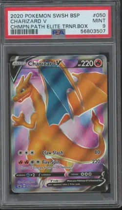 2020 Pokemon Sword & Shield Promo Cards #SWSH050 Charizard V Path Elite PSA 9 - Image 1