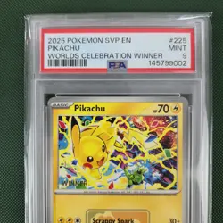 WINNER STAMPED PSA 9 Pikachu SVP 225 Worlds Celebration Prize Promo Pokemon Card - Image 3
