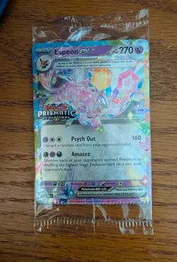 Pokemon Sealed Espeon EX 034/131 Prismatic Evolutions CRIMPED PROMO ERROR Crimp - Image 1