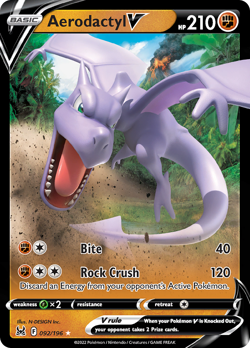 AERODACTYL V 092/196 HOLO V RARE LOST ORIGIN POKEMON NM - Image 3