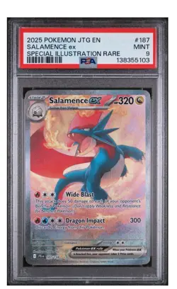 2025 POKEMON JTG EN-JOURNEY TOGETHER #187 SALAMENCE EX PSA 9 Graded - Image 1