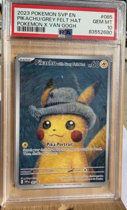 Pokemon 2023 SVP Pikachu with Grey Felt Hat 085 Holo Full Art PSA 10 - Image 1