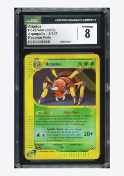 Pokemon CGC 8 Ariados Reverse Holo 2003 3/147 Aquapolis English - Image 1