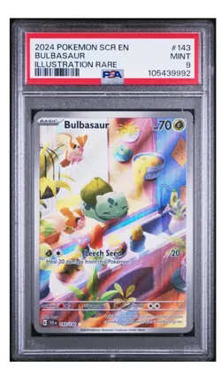 2024 POKEMON SCR EN-STELLAR CROWN ILLUSTRATION RARE #143 BULBASAUR PSA 9 Graded - Image 1