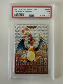 1996 Pokemon Japanese Bandai Carddass Vending #6 Charizard-Prism PSA 7 - Image 1
