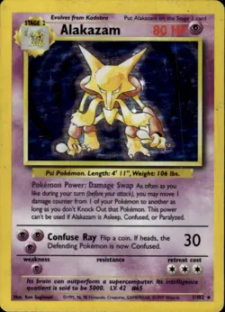 Pokemon Base Set #001/102 Alakazam Holo Rare,Holo Heavily played - Image 1