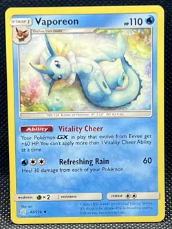 Pokemon TCG Vaporeon 42/236 Cosmic Eclipse Uncommon - Image 1