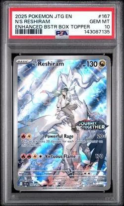 Pokemon Journey Together N's Reshiram #167 Enhanced Box Topper PSA 10 Gem Mint - Image 1