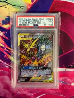 Moltres & Zapdos & Articuno GX SM210 Hidden Fates PSA Graded 9 Pokemon TCG - Image 1