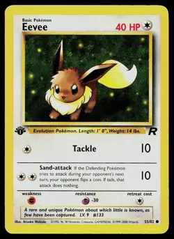 Pokemon Card Team Rocket Eevee 55/82 1st Edition Common - Image 1