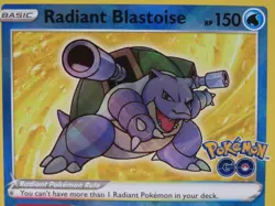 Radiant Blastoise Pokemon GO Near Mint Sleeved Holo Pokemon Card Reverse NM - Image 2