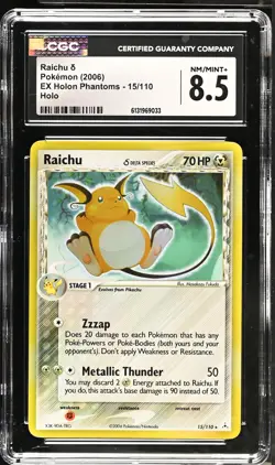 CGC 8.5 NM/MINT+ Raichu 15/110 Holo EX Holon Phantoms Pokemon Card - Image 1