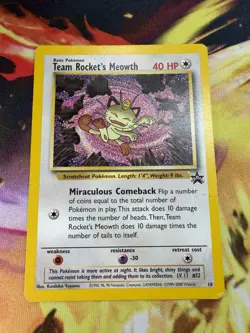 Team Rocket's Meowth 18 LP-NM Black Star Promo Non Holo WoTC 2000 Pokemon TCG - Image 1