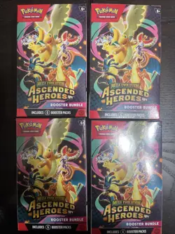 4 x POKEMON CENTER Mega Evolution Ascended Heroes Booster Bundle 6 Packs Each ✅ - Image 1