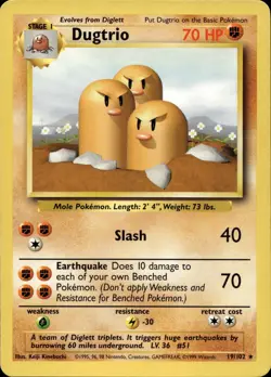 DUGTRIO 19/102 RARE BASE SET UNLIMITED POKEMON LP - Image 1