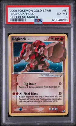 Pokemon TCG Regirock Gold Star 91/92 Shiny EX Legend Maker Card 2006 PSA 6 - Image 1