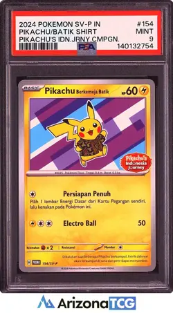 Pokemon 2024 Batik Pikachu 154/SV-P Indonesia Journey Indonesian PSA 9 - Image 1