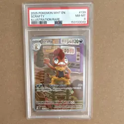 Pokemon Scrafty 139/086 Sv: White Flare Illustration Rare Holo PSA 8 - Image 1