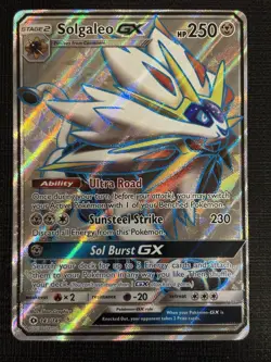 2017 POKEMON SUN & MOON BASE SOLGALEO GX 143/149 ULTRA RARE - Image 1