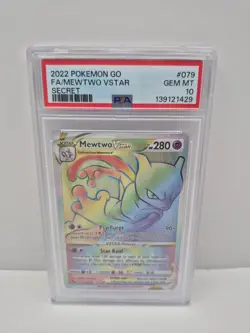 Mewtwo VSTAR (79) (Secret) Secret Rare Pokemon GO 079/078 PSA 10 Pokemon - Image 1