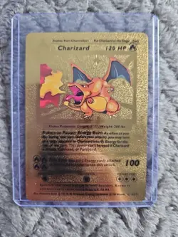 Charizard Gold Foil Fan Art Vinyl Collector Pokemon Display Card LV76 #6 - Image 1