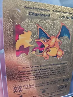 Charizard Gold Foil Fan Art Vinyl Collector Pokemon Display Card LV76 #6 - Image 3