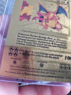Charizard Gold Foil Fan Art Vinyl Collector Pokemon Display Card LV76 #6 - Image 4