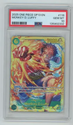 One Piece TCG OP13 Monkey D Luffy Secret Rare PSA 10 - Image 1
