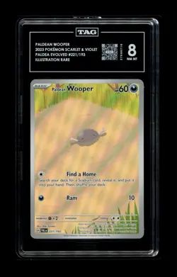 2023 Pokemon Paldea Evolved 221 Paldean Wooper Illustration Rare TAG 8 Card NM-M - Image 1